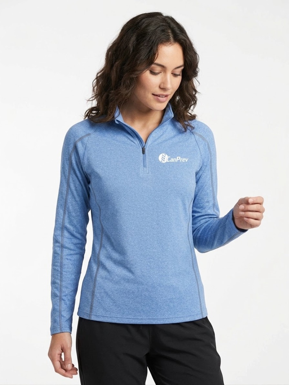 CanPrev Heathered Blue Lightweight Quarter-Zip Athletic Pullover